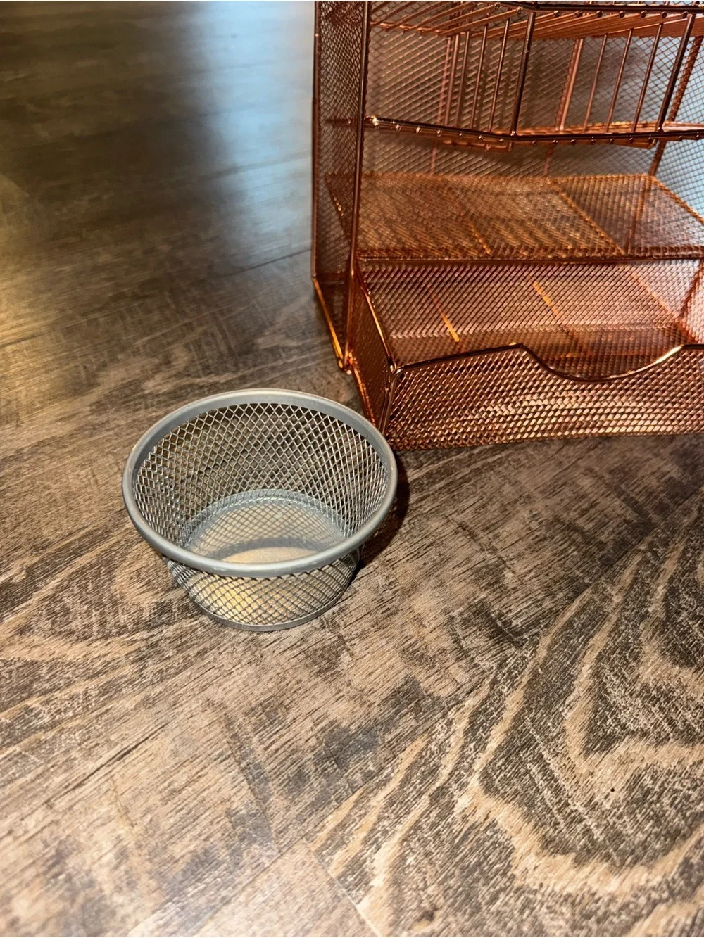 Metal Mesh Jewelry Organizer with Drawer - Copper Finish